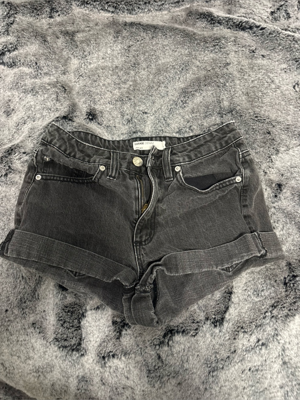 Garage Black Denim Cuffed Jean Shorts